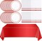 Red Party Supplies,Red Disposable Tableware Includes 24 Plates,24 Napkins and 1 Tablecloth